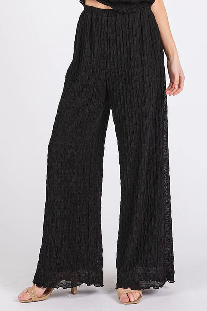Mittoshop Textured Stretchy Crop Tank and Pants Set Easy Apparels