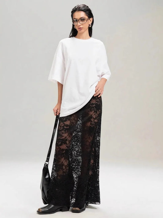 Lace Maxi Skirt Black Easy Apparels