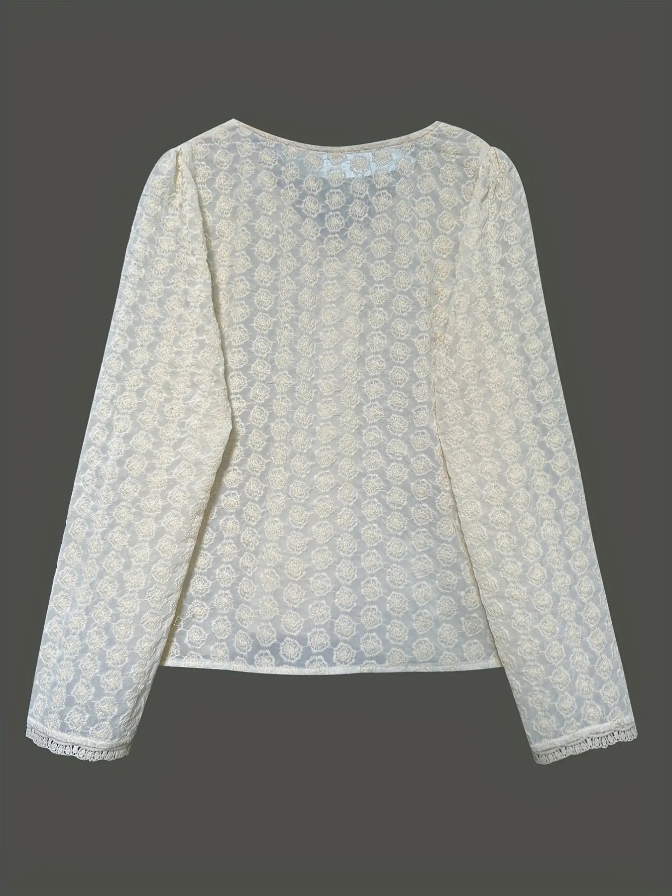 Trendsi Lace Button Up Long Sleeve Shirt
