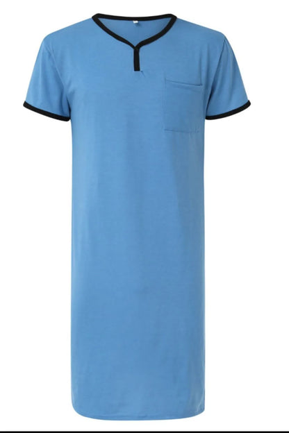 Men's Plus Size Contrast Trim Short Sleeve Lounge Tee Dress Easy Apparels