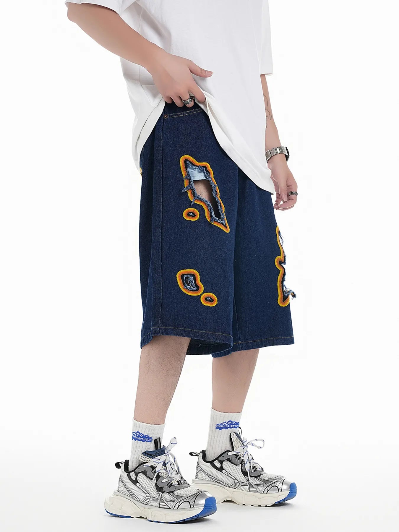 Men's Distressed Loose Fit Denim Shorts Easy Apparels