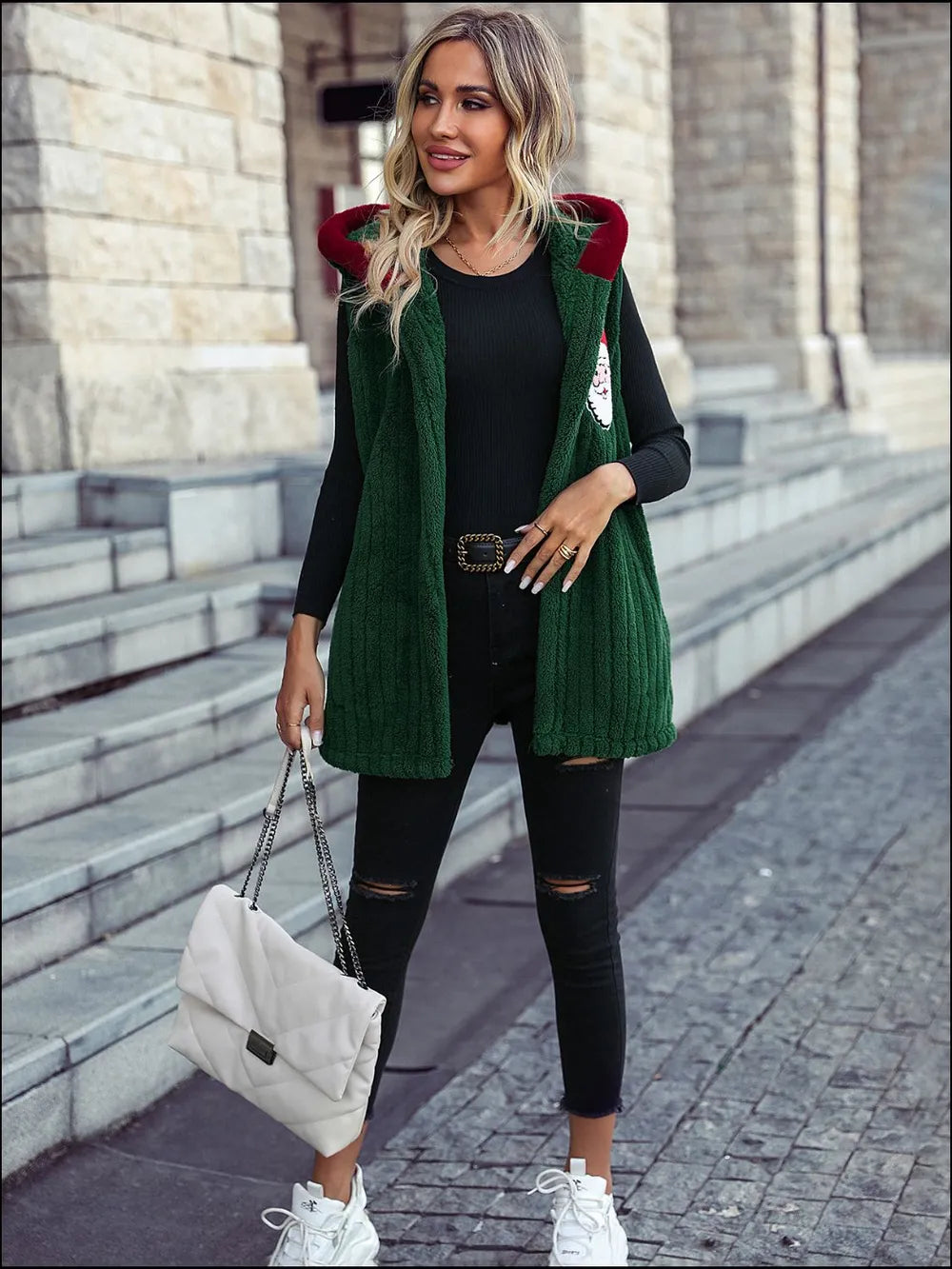 Santa Open Front Hooded Vest Coat Easy Apparels
