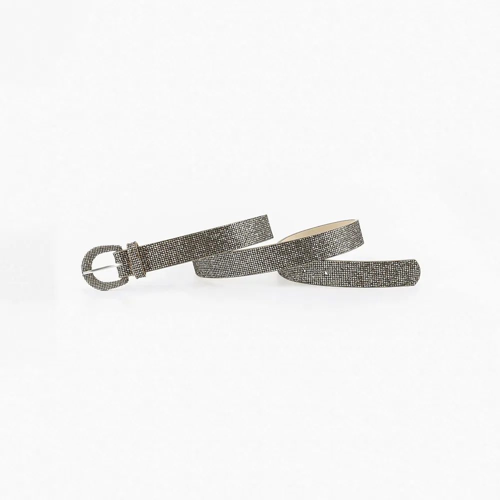 Sequin PU Leather Belt Khaki Easy Apparels