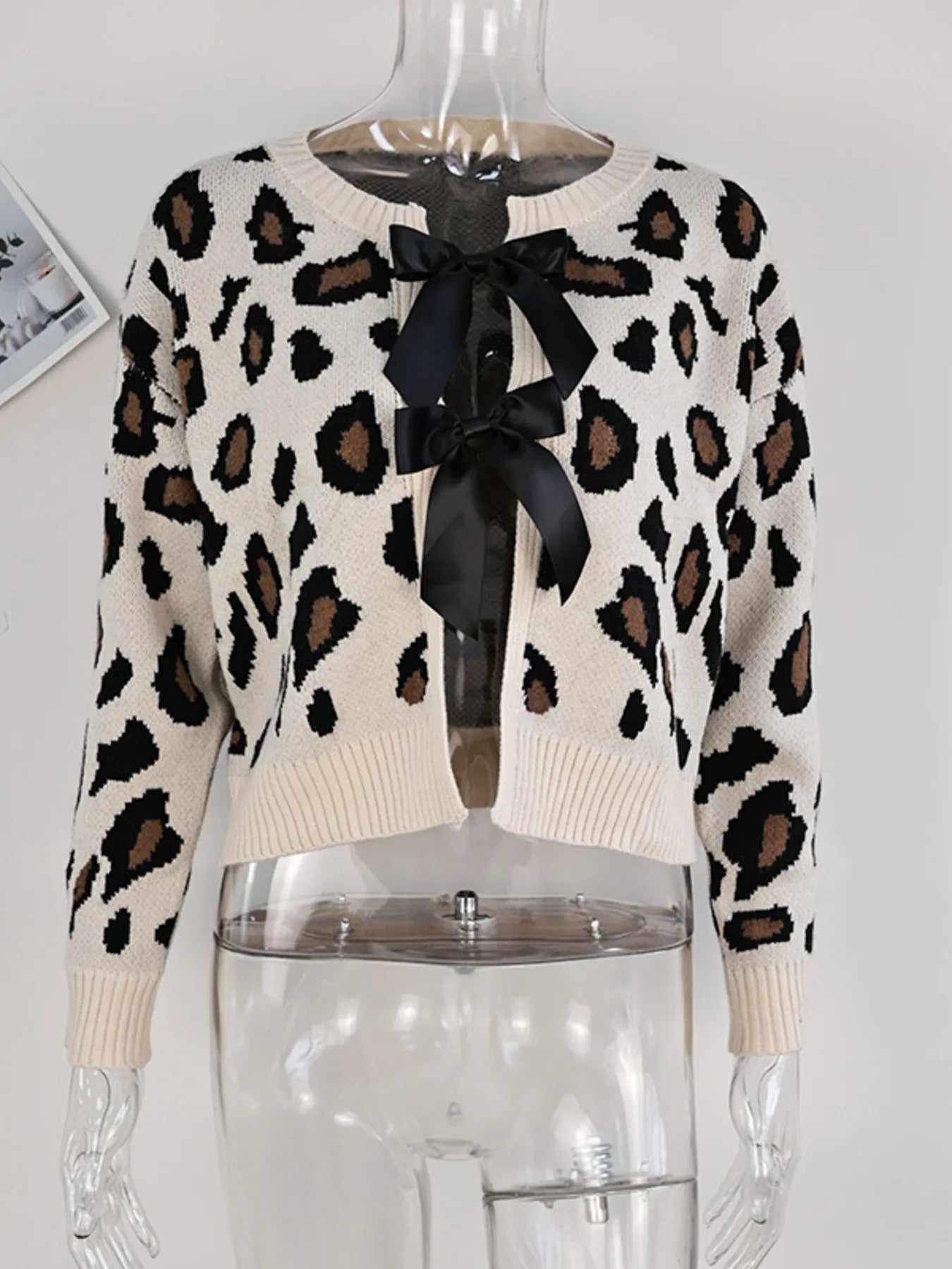 Leopard Tie Front Cardigan Easy Apparels