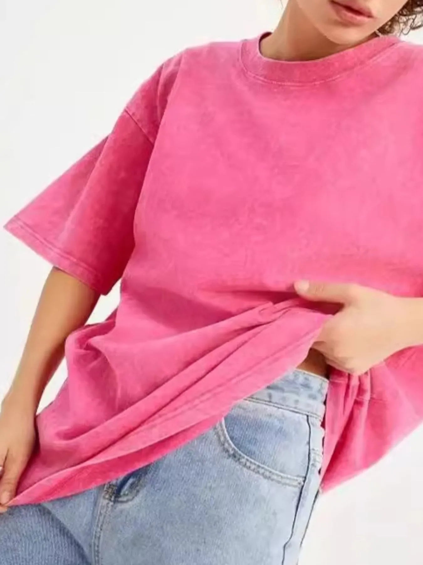 Trendsi Round Neck Short Sleeve T-Shirt Rose Red
