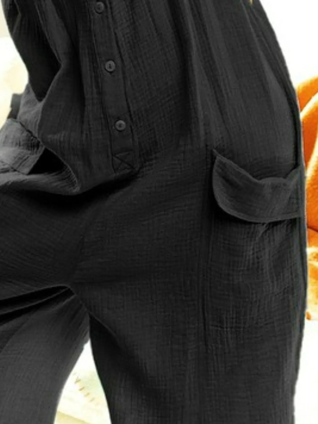BiBi Gauze Buttoned Up Overall Jumpsuit with Pockets Easy Apparels
