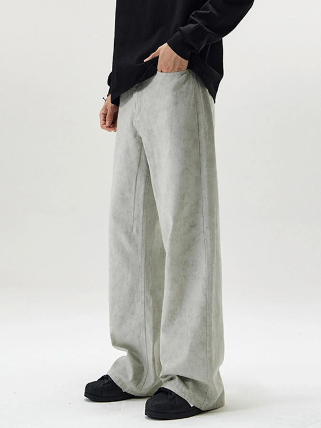 Men's Full Size Washed Wide Leg Pants Plus Size Easy Apparels