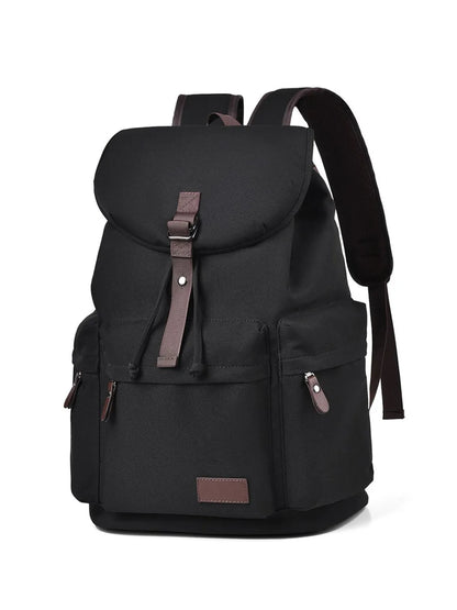 Multi Pockets Adjustable Strap Canvas Backpack Bag Black One Size Easy Apparels