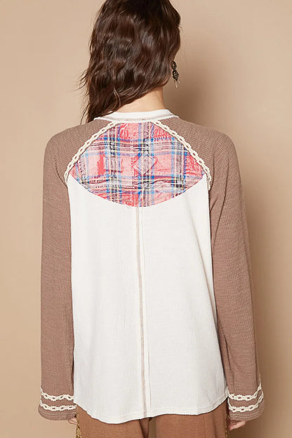 Trendsi POL Plaid Number 06 Raglan Sleeve T-Shirt