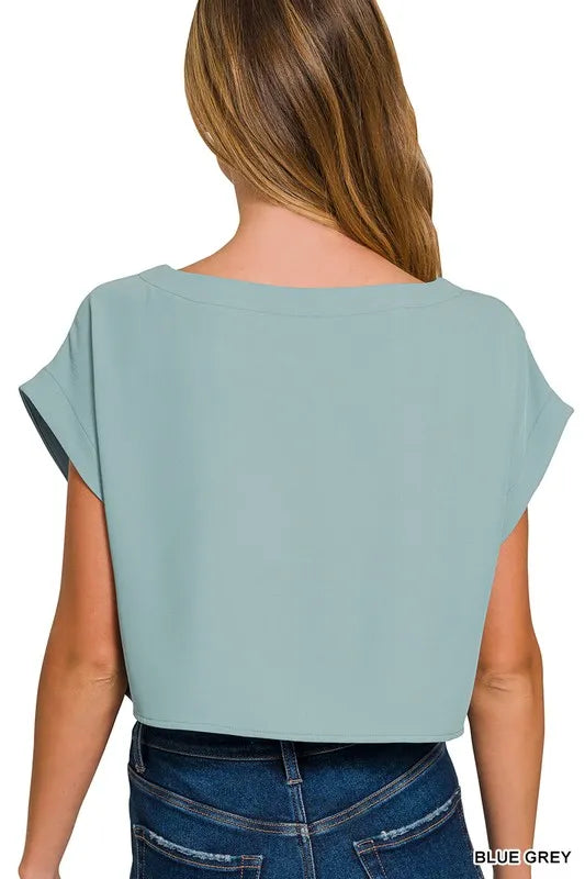 Zenana Heavy Woven Span Crop Tee & Skirt Set Easy Apparels