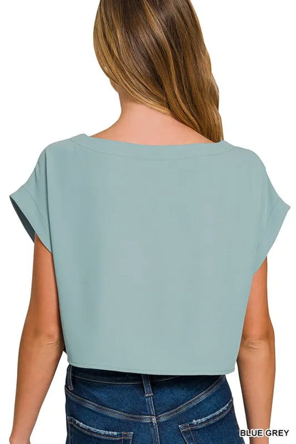 Zenana Heavy Woven Span Crop Tee & Skirt Set Easy Apparels