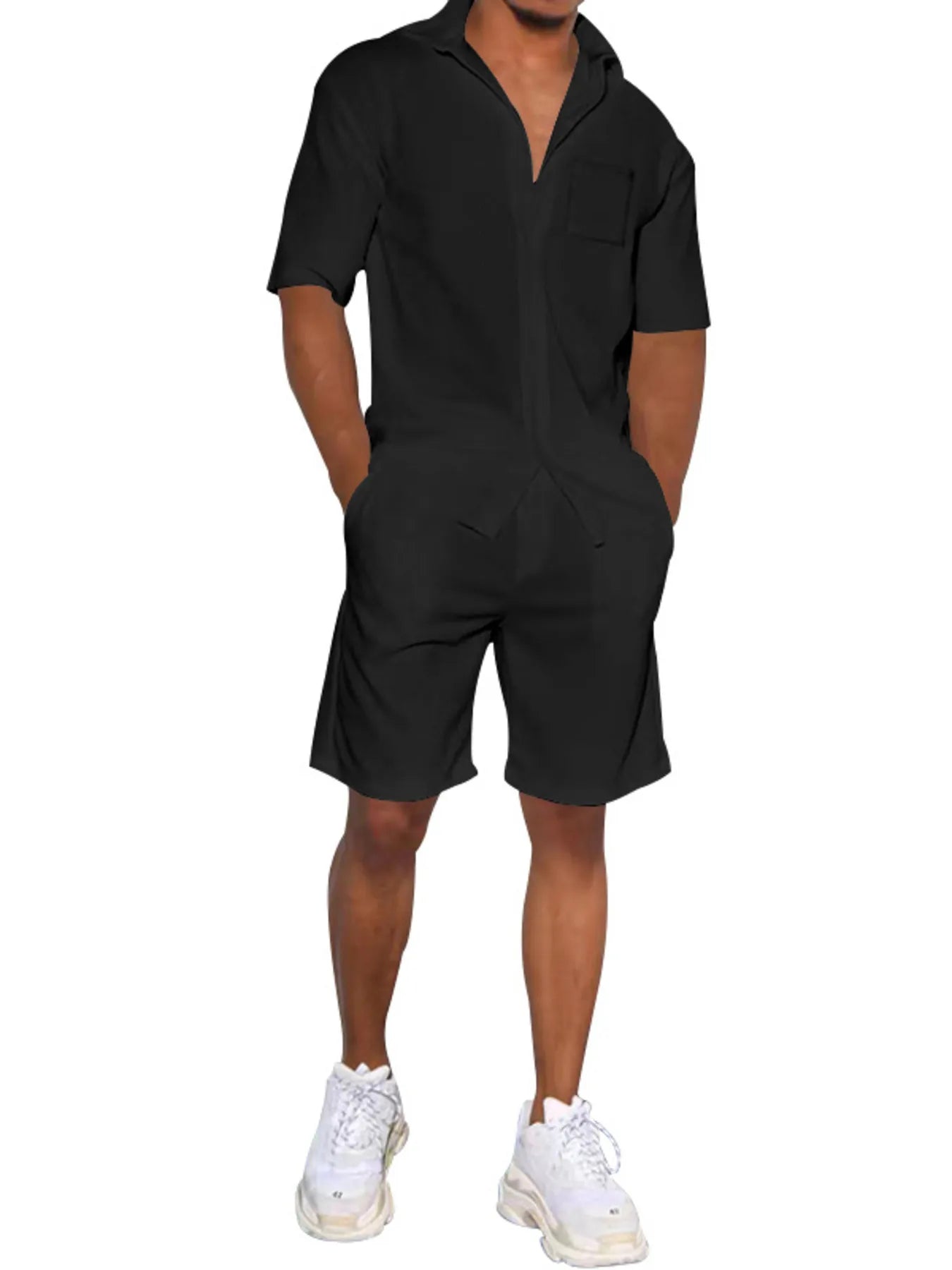 Men's Plus Size Button Up Shirt and Shorts Set Easy Apparels