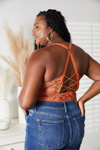 JadyK Juliette Full Size Crisscross Lace Bralette Easy Apparels