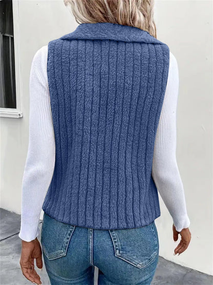 Open Front Fuzzy Vest Coat Easy Apparels