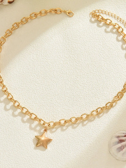 18K Gold-Plated Star Pendant Chain Necklace Easy Apparels