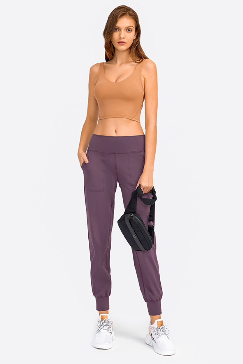 Millennia Deep V-Neck Crop Sports Bra Squash Easy Apparels