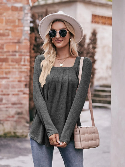 Trendsi Square Neck Long Sleeve T-Shirt