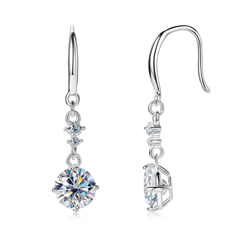 2 Carat Moissanite 925 Sterling Silver Earrings Easy Apparels