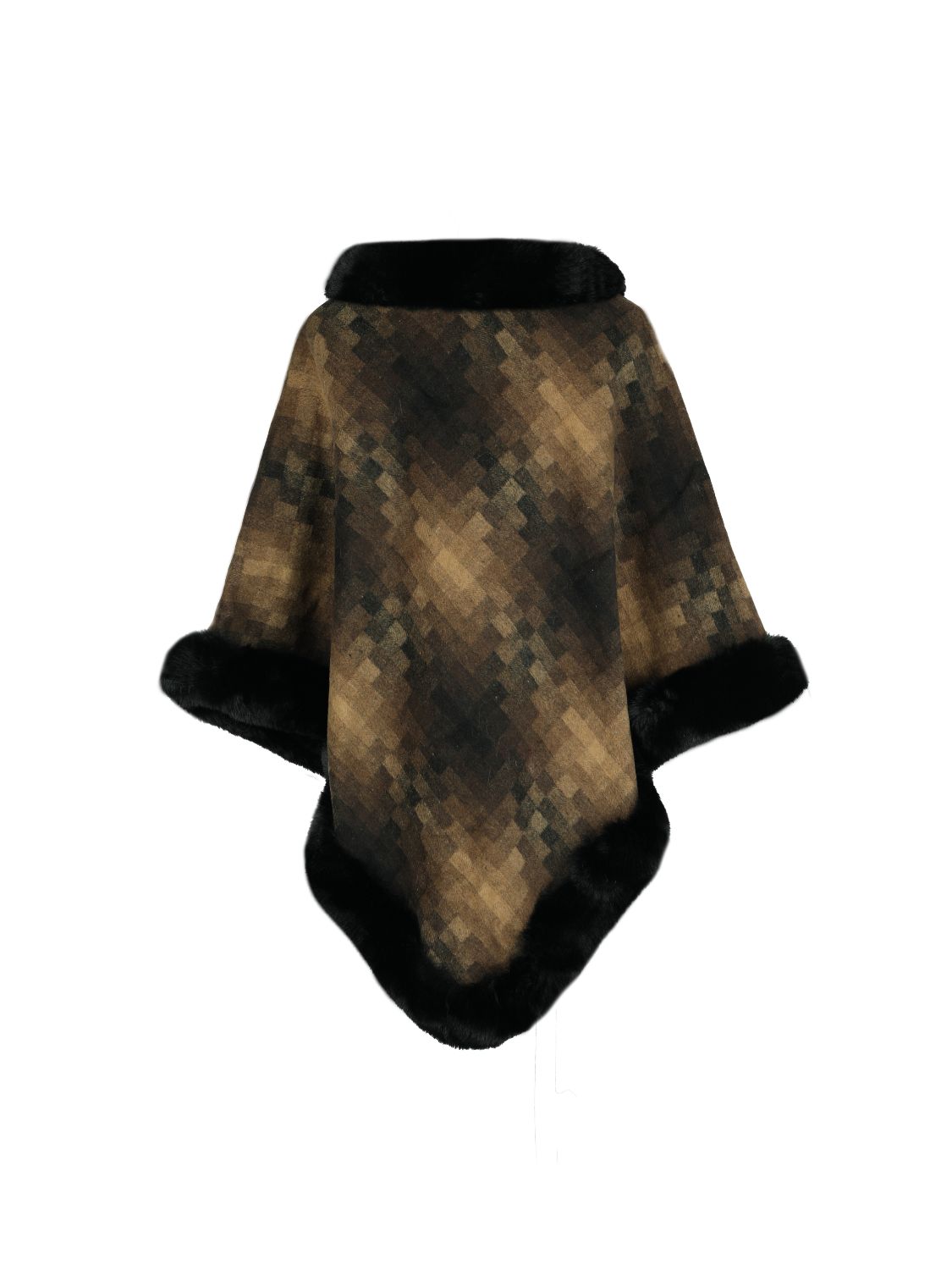 Faux Fur Trim Poncho Easy Apparels
