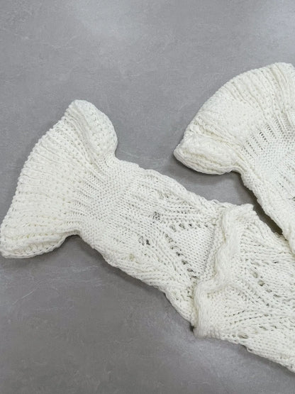Trendsi Crochet Ruffled Hem Long Sleeve Sweater