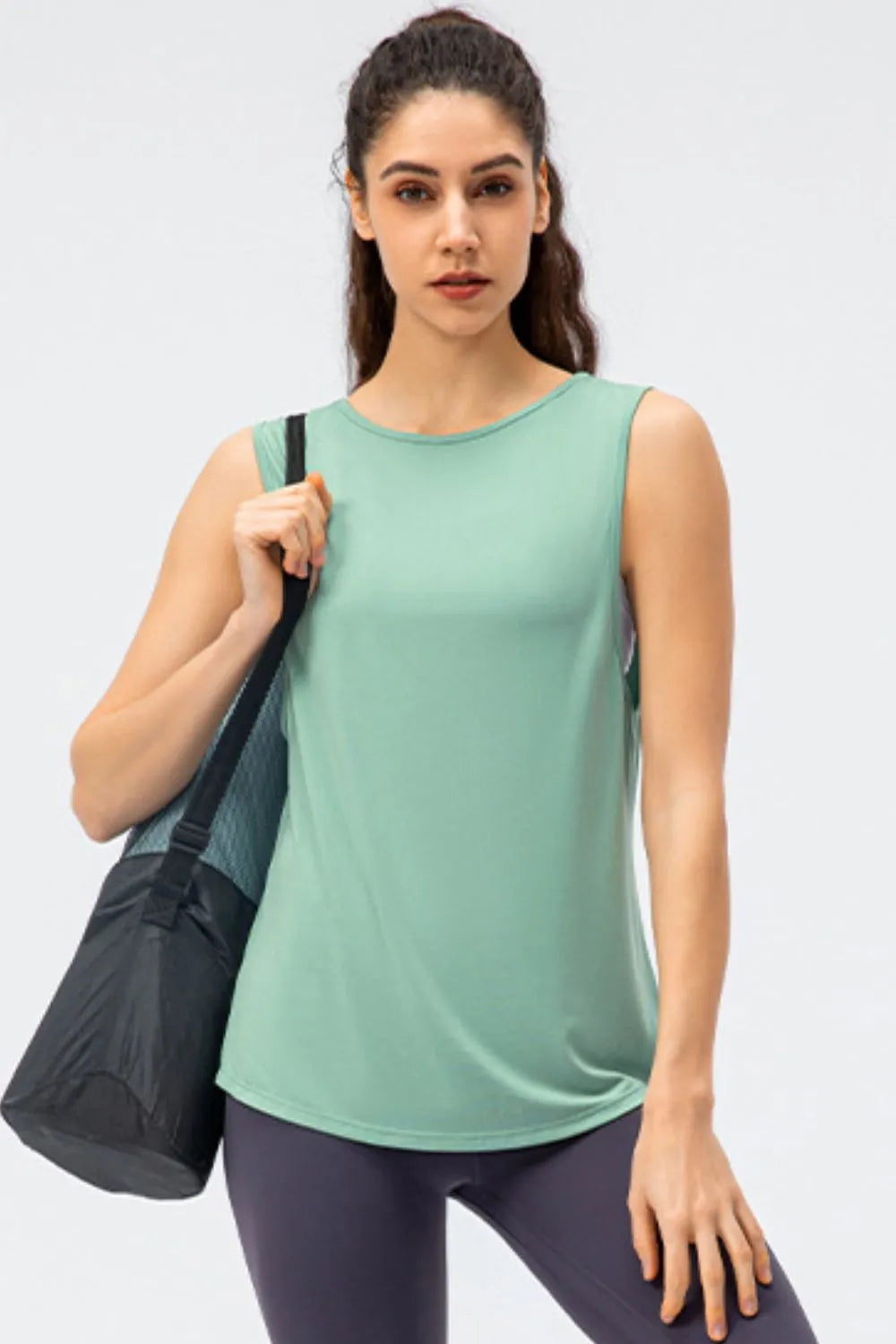 Cutout Reversible Active Tank Turquoise Easy Apparels