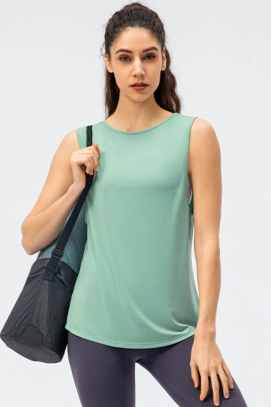 Cutout Reversible Active Tank Turquoise Easy Apparels