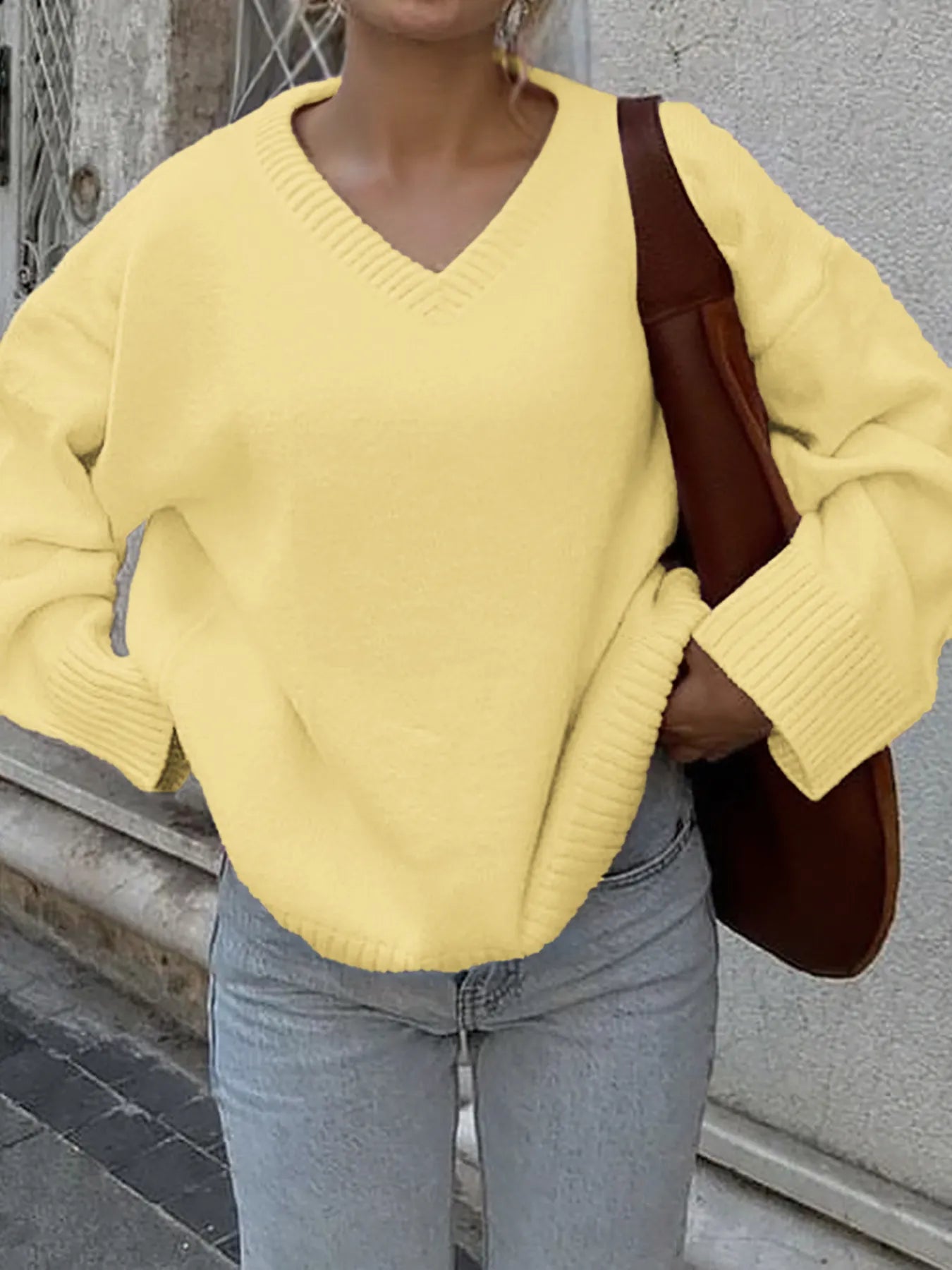 Trendsi V-Neck Long Sleeve Sweater