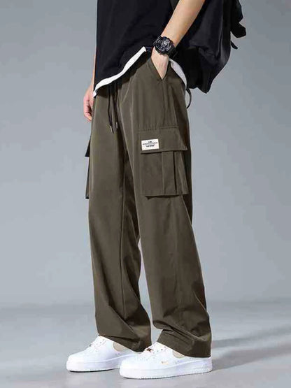 Men's Plus Size Wide Leg Pants Army Green Easy Apparels