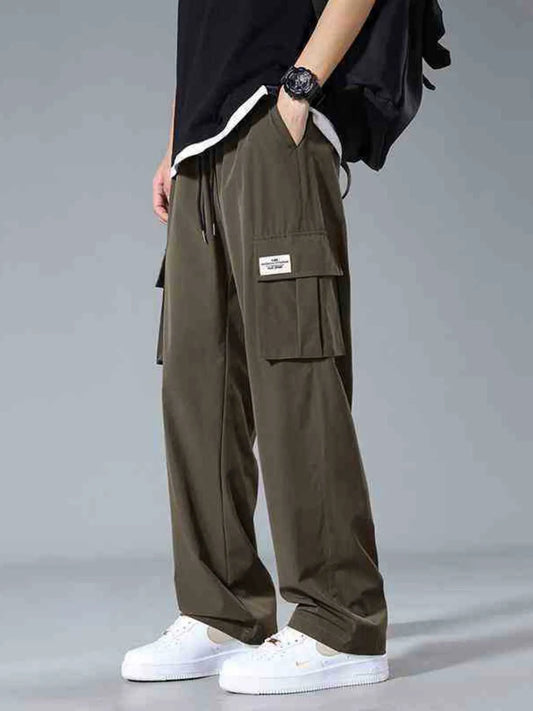 Men's Plus Size Wide Leg Pants Army Green Easy Apparels