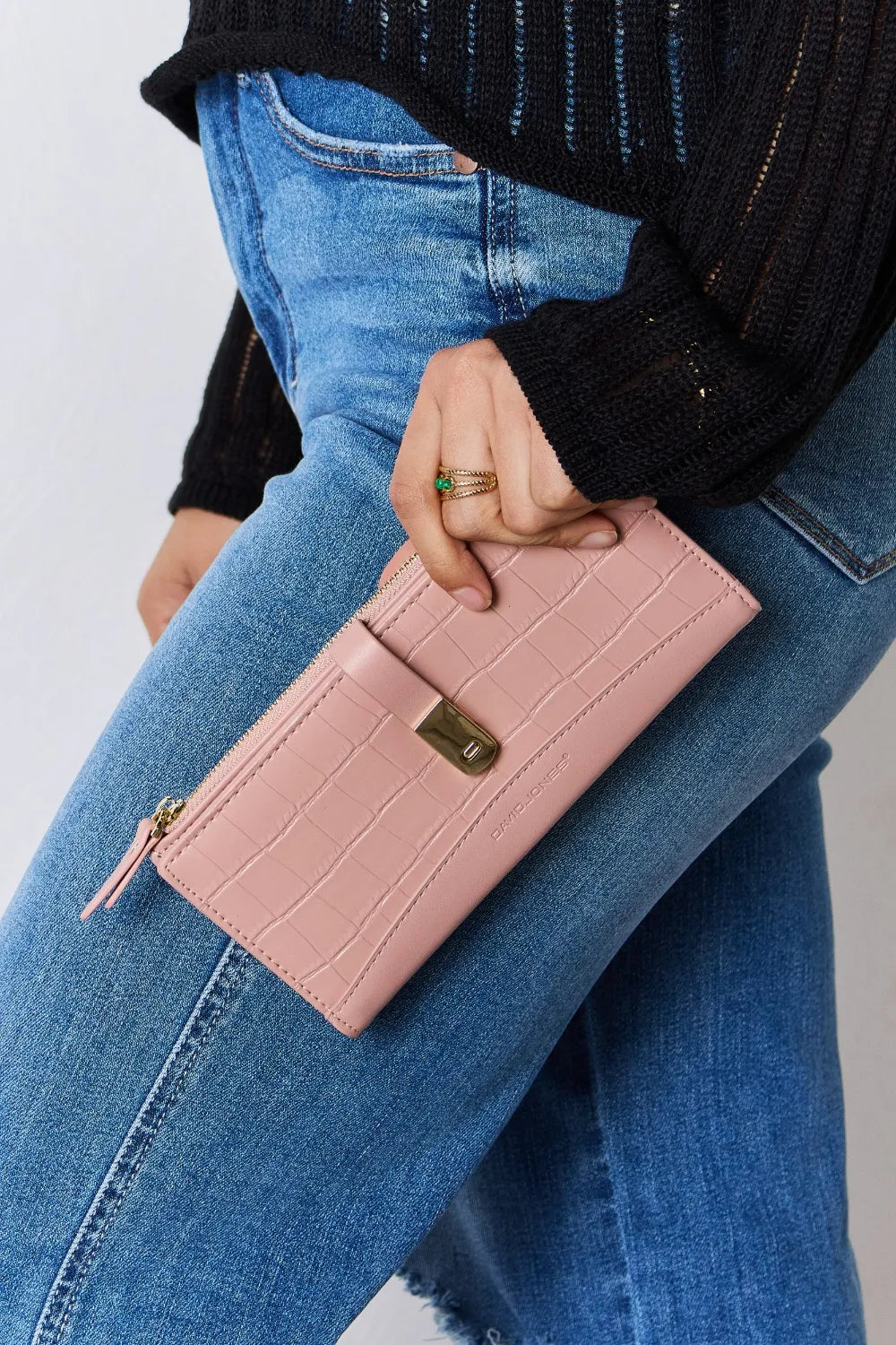 David Jones Texture PU Leather Wallet PINK One Size Easy Apparels