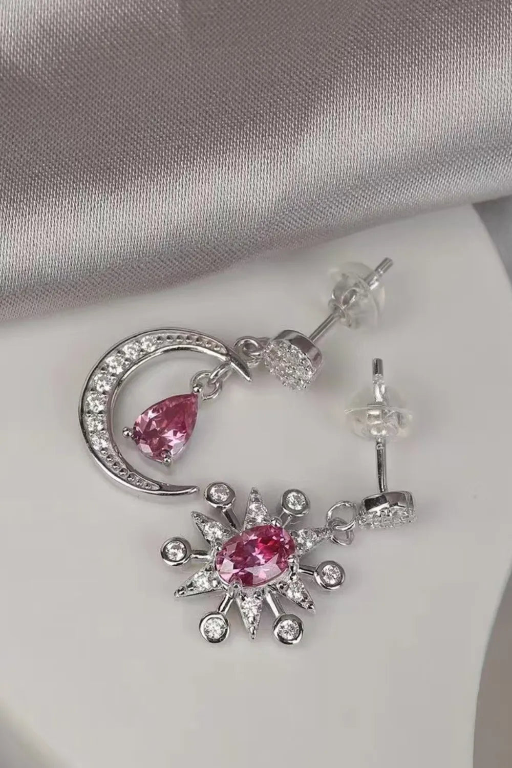 1 Carat Moissanite 925 Sterling Silver Moon & Star Earrings Easy Apparels