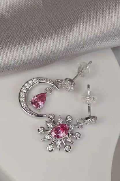 1 Carat Moissanite 925 Sterling Silver Moon & Star Earrings Easy Apparels