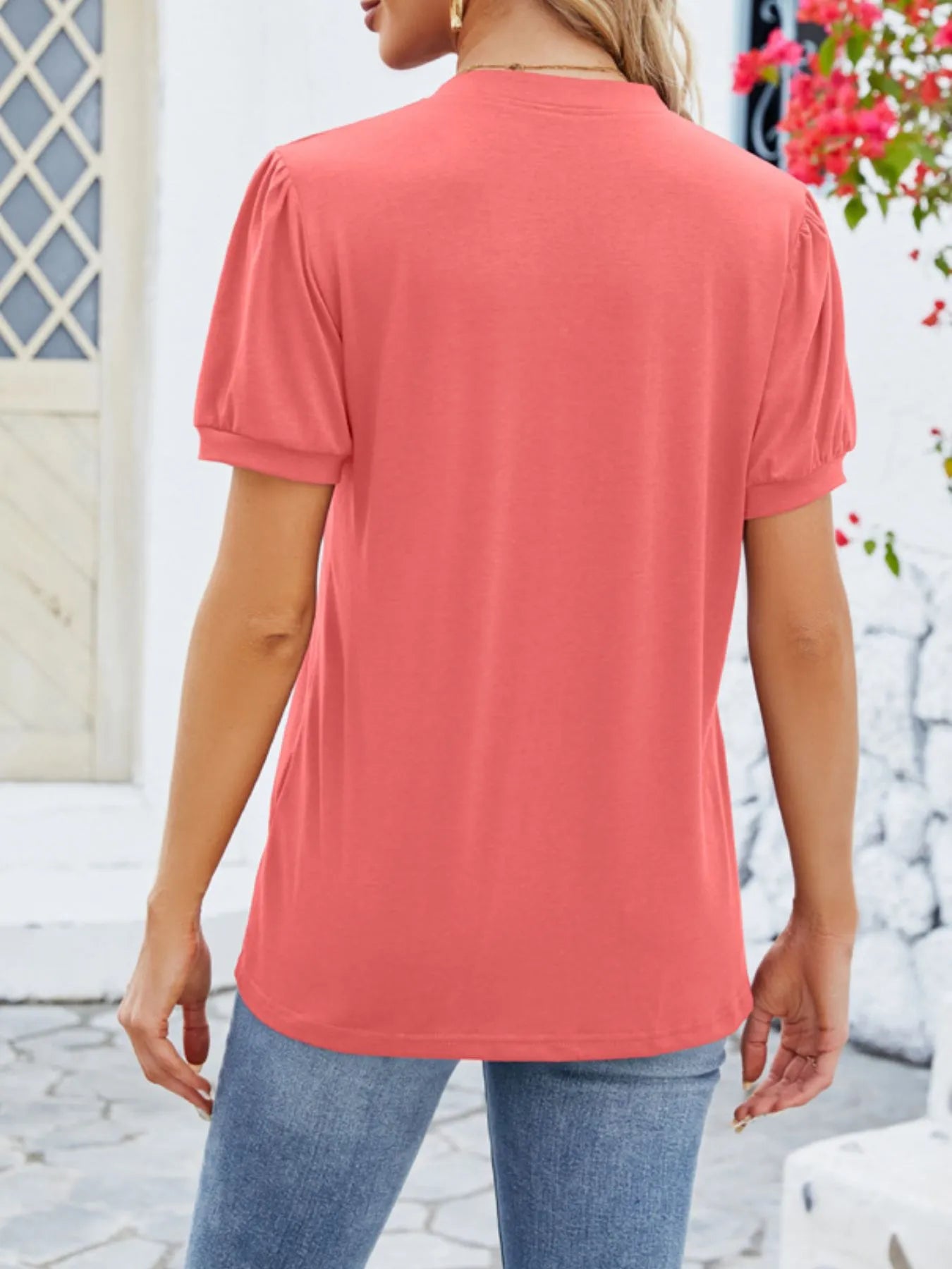 Trendsi Notched Short Sleeve T-Shirt