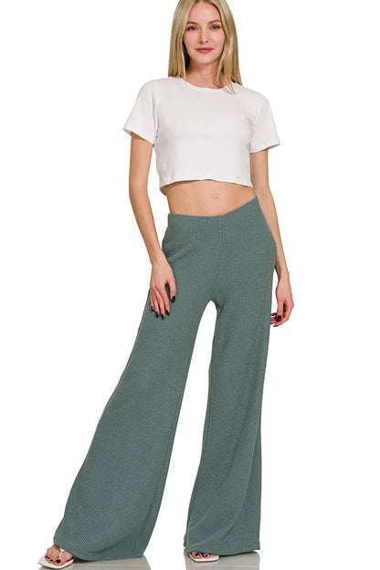 Zenana Mock Neck Top and Pants Sweater Set Easy Apparels