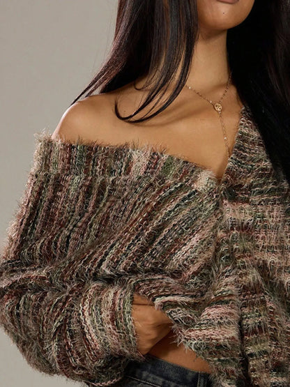 Fuzzy Button Down Chunky Cardigan Easy Apparels