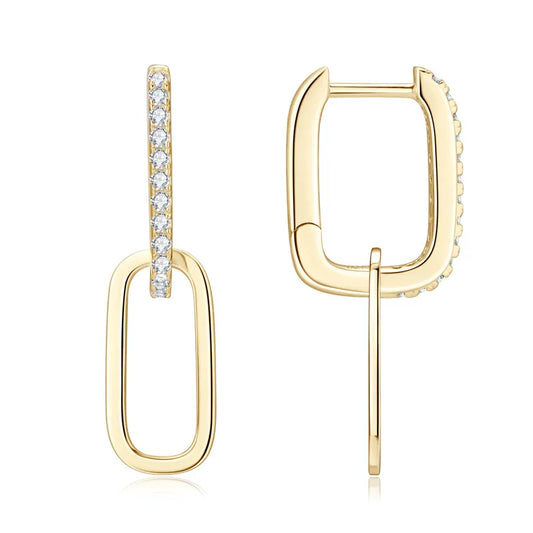 925 Sterling Silver Moissanite Earrings Gold One Size Easy Apparels