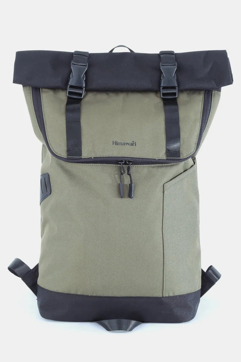 Himawari Contrast Waterproof Canvas Backpack Bag Army Green One Size Easy Apparels