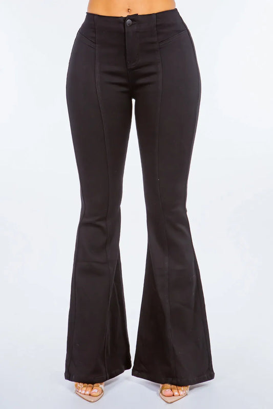 American Bazi High Waist Pull On Flare Jeans Black Easy Apparels