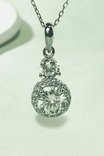 1 Carat Moissanite 925 Sterling Silver Pendant Necklace Silver One Size Easy Apparels