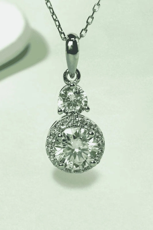 1 Carat Moissanite 925 Sterling Silver Pendant Necklace Silver One Size Easy Apparels
