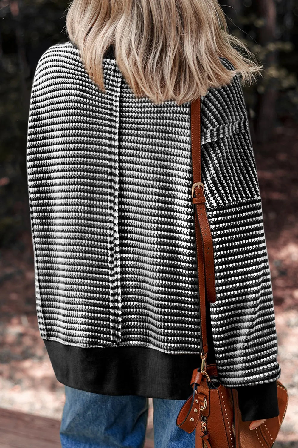 Trendsi Oversized Striped Round Neck Sweatshirt