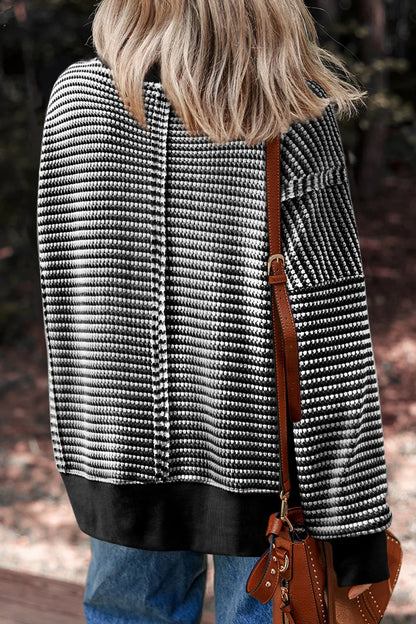 Trendsi Oversized Striped Round Neck Sweatshirt