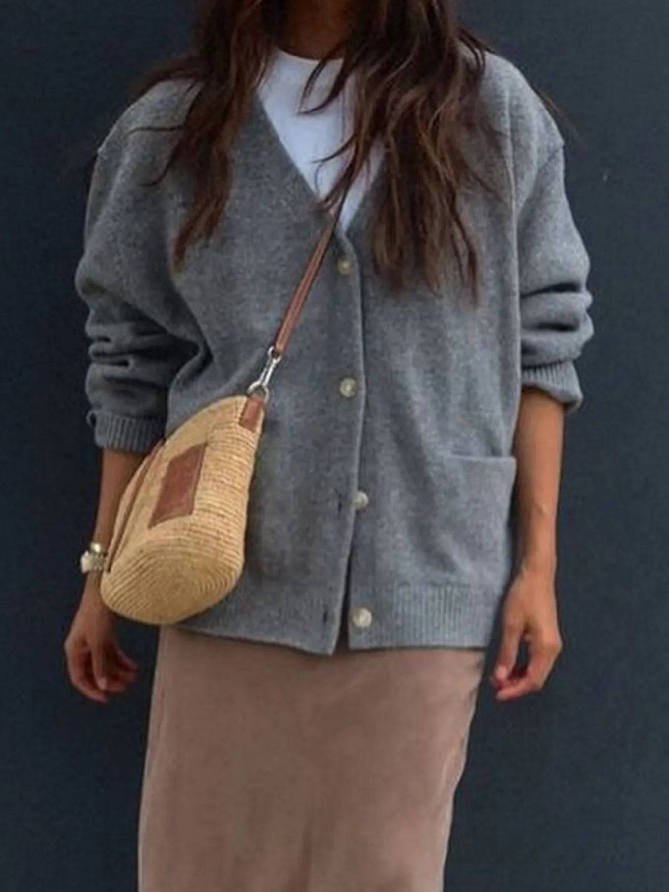 Button-Front Long Sleeve Cardigan Easy Apparels