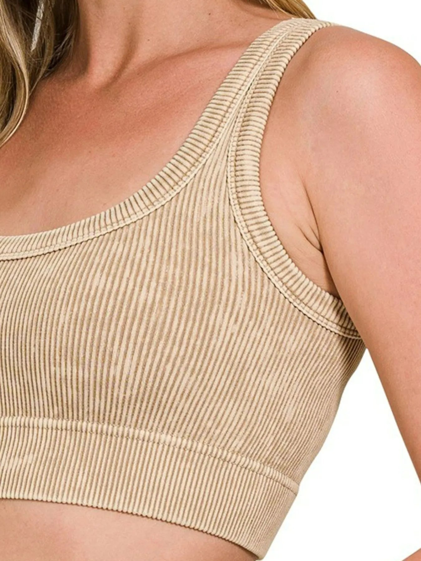 Trendsi Zenana Washed Ribbed Scoop Neck Seamless Tank Top