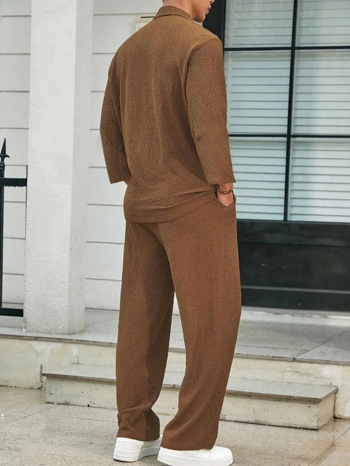 Men's Plus Size Long Sleeve Top and Pants Set Easy Apparels