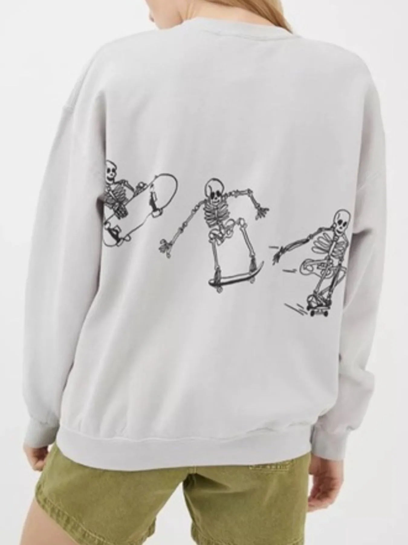 Trendsi Skeleton Graphic Oversized Sweatshirt