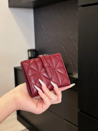 PU Leather Solid Color Card Case Deep Red One Size Easy Apparels