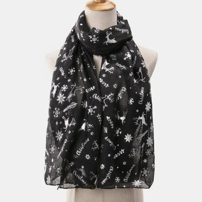 Christmas Element Polyester Scarf Black One Size Easy Apparels
