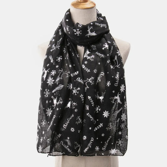Christmas Element Polyester Scarf Black One Size Easy Apparels
