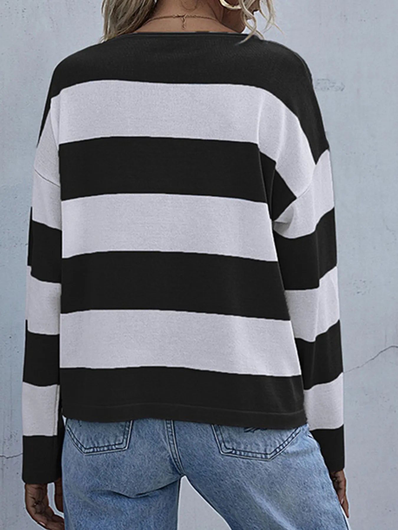 Trendsi Striped Casual Long Sleeve Knit Top